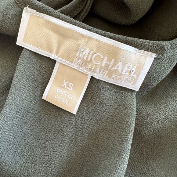 Michael Kors Olive Green Cold Shoulder Long Sleeve Dress - Picture 10 of 12